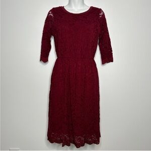 LE LIS Burgundy Lace Dress